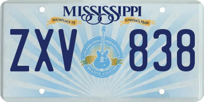 MS license plate ZXV838