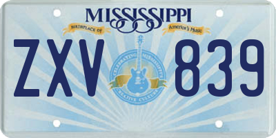 MS license plate ZXV839