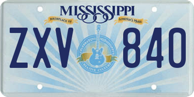 MS license plate ZXV840