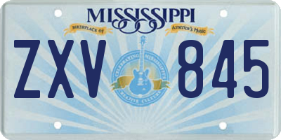 MS license plate ZXV845