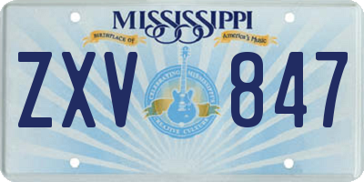 MS license plate ZXV847