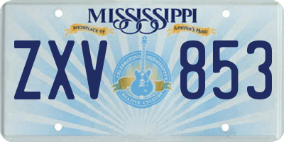 MS license plate ZXV853