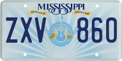 MS license plate ZXV860