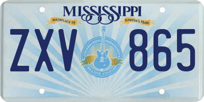 MS license plate ZXV865