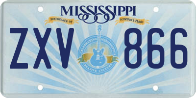 MS license plate ZXV866