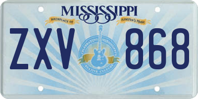 MS license plate ZXV868