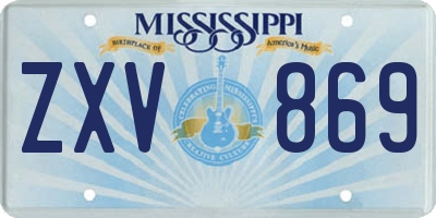 MS license plate ZXV869