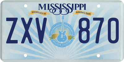 MS license plate ZXV870