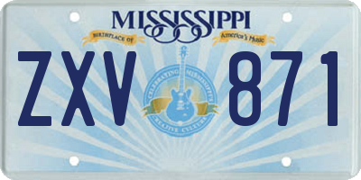 MS license plate ZXV871