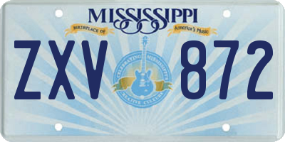 MS license plate ZXV872