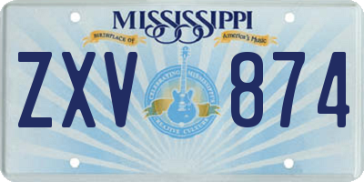 MS license plate ZXV874