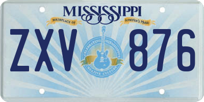 MS license plate ZXV876