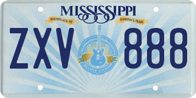 MS license plate ZXV888