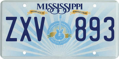 MS license plate ZXV893