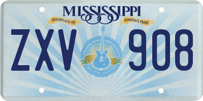 MS license plate ZXV908