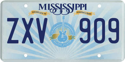 MS license plate ZXV909