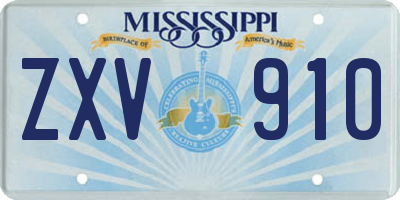 MS license plate ZXV910