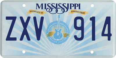 MS license plate ZXV914