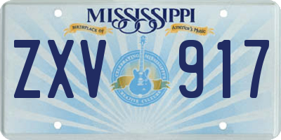 MS license plate ZXV917