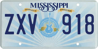 MS license plate ZXV918