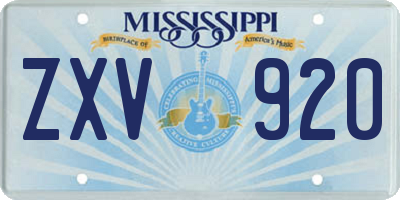 MS license plate ZXV920