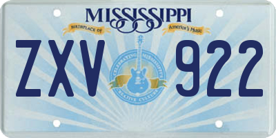 MS license plate ZXV922