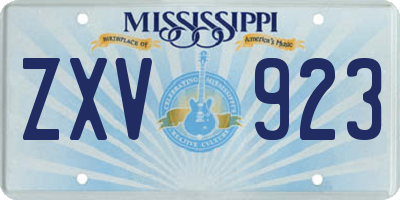 MS license plate ZXV923