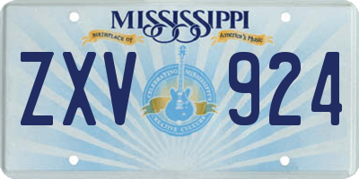 MS license plate ZXV924