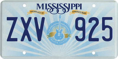 MS license plate ZXV925