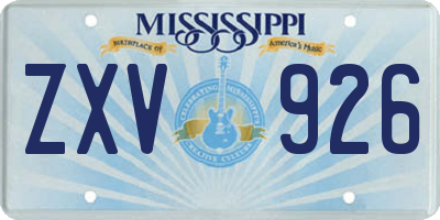 MS license plate ZXV926