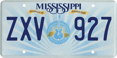 MS license plate ZXV927