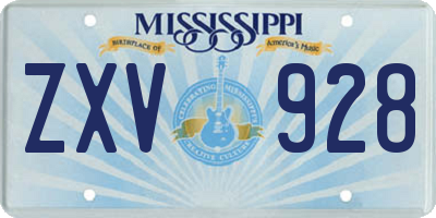 MS license plate ZXV928