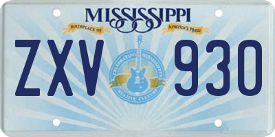 MS license plate ZXV930