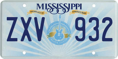 MS license plate ZXV932