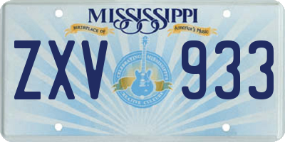 MS license plate ZXV933