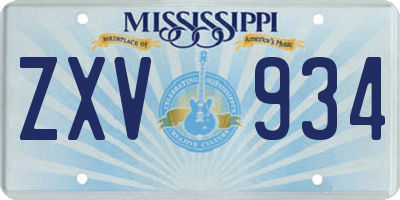 MS license plate ZXV934