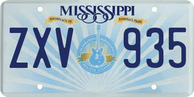 MS license plate ZXV935