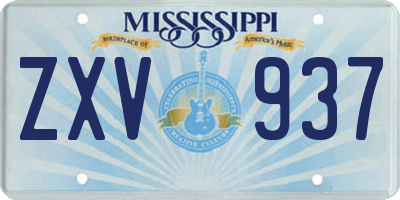 MS license plate ZXV937