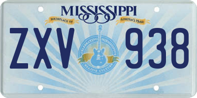 MS license plate ZXV938