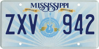 MS license plate ZXV942