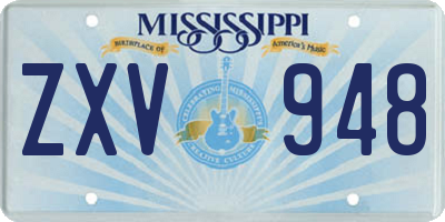 MS license plate ZXV948