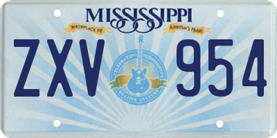 MS license plate ZXV954