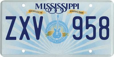 MS license plate ZXV958