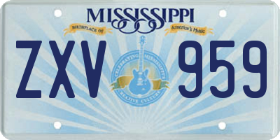 MS license plate ZXV959