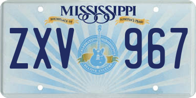 MS license plate ZXV967