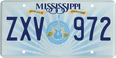 MS license plate ZXV972