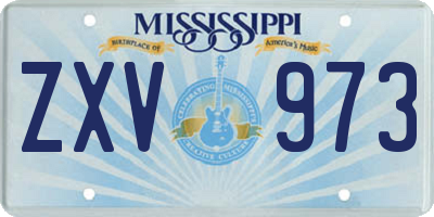 MS license plate ZXV973