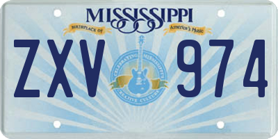 MS license plate ZXV974