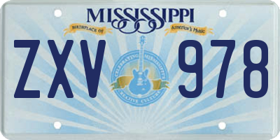 MS license plate ZXV978