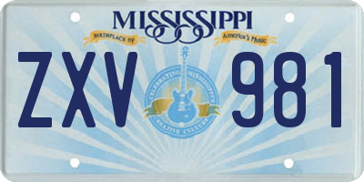 MS license plate ZXV981